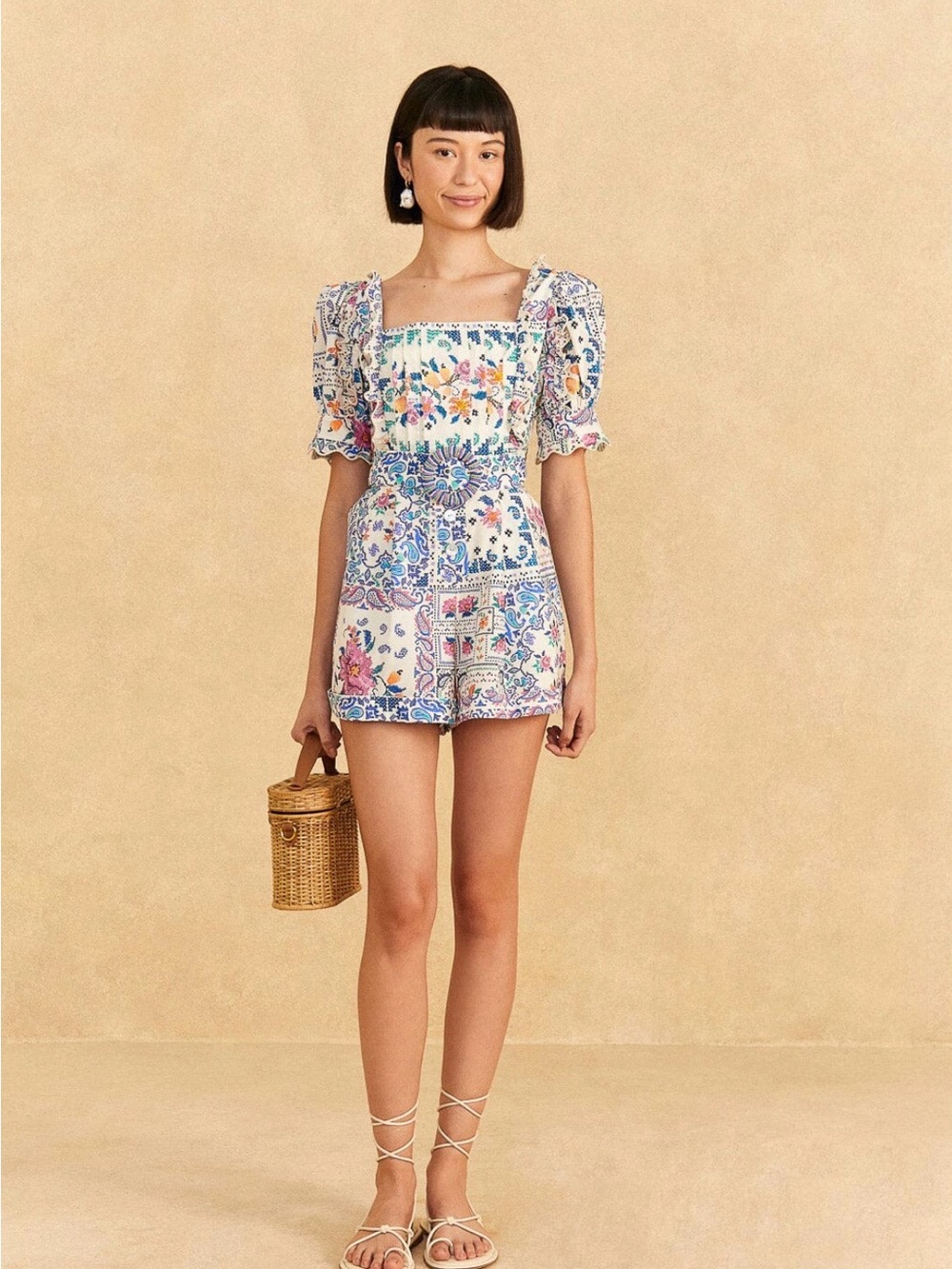 FARM Rio Romantic Bandana Offwhite Romper